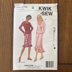 Kwik Sew Sewing Pattern 2756 XS - XL Tops Skirts 1998