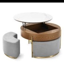 Bulverde sintered stone lift top extendable frame coffee table