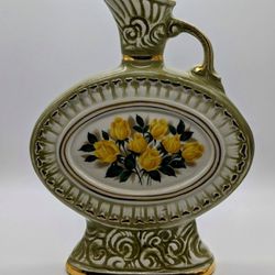  1969 Jim Beam Vintage Decanter Regal China Bottle Yellow Roses with Stopper