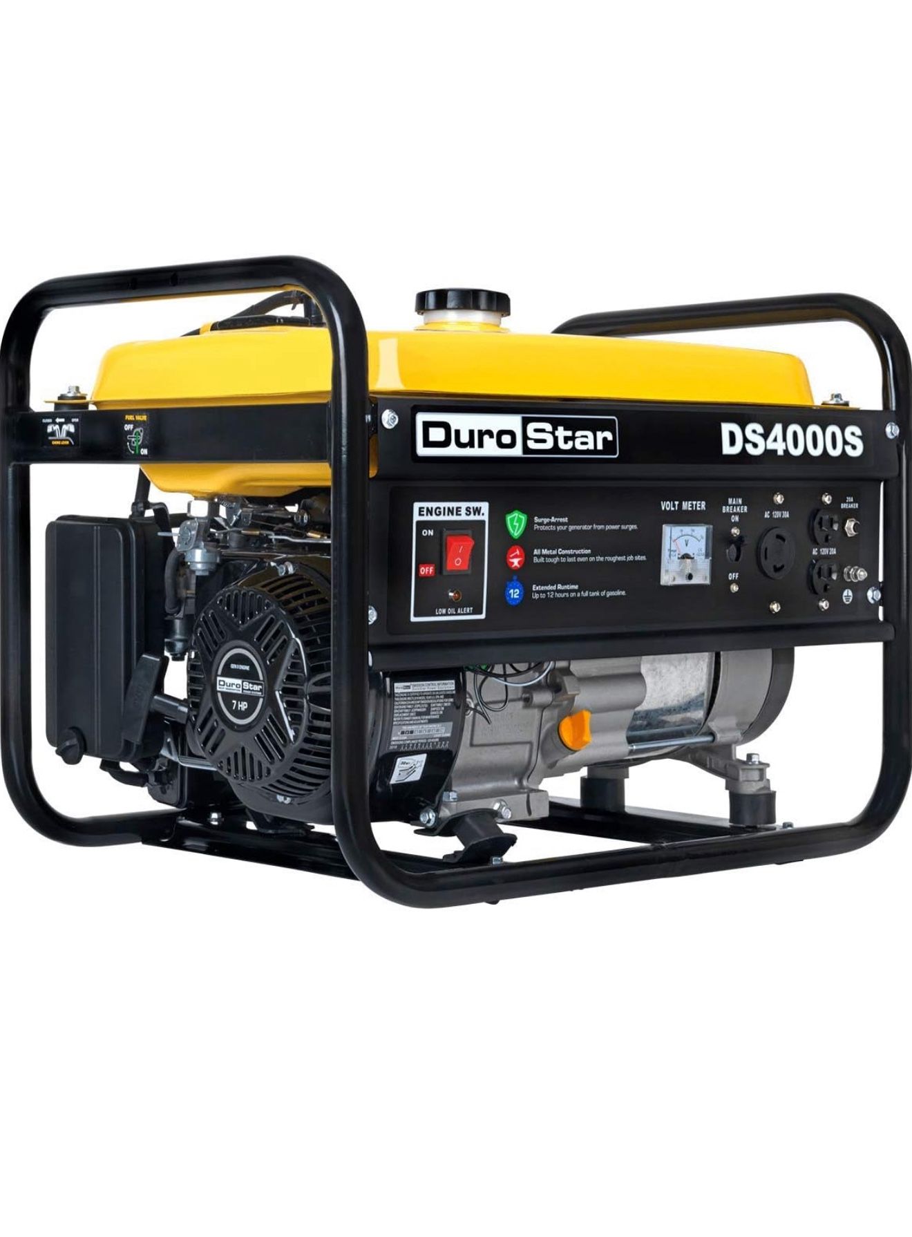 Durostar DS4000S 4000 Watt 7 HP Portable Generator Yellow/Black