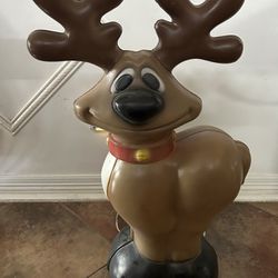Vintage Smiling Reindeer General Foam Blow Mold Christmas Yard Decor 27"