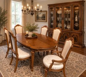 Traditional Wood Dining Table and Chair Set
