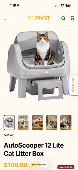 Petpivot AutoScooper  12   Lite Cat   Litter   Box
