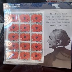 Georgia O'Keeffe RED Poppy sheet of 15 $20obo