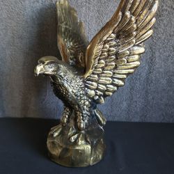 Heavy Vintage Cast Brass Soaring Eagle Statue (Mid-Century Style)