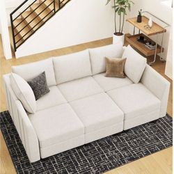 Belffin Modular Sectional Sofa – Beige, Storage + Washable Covers – Excellent Condition