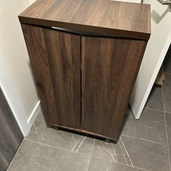 2-Door Shoe Storage Cabinet in Walnut Finish, 40.4'' H X 23.6'' W X 12.6'' D