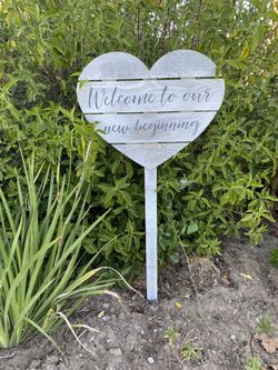 Wood Weeding Sign ( Welcome To Our New Beginning )