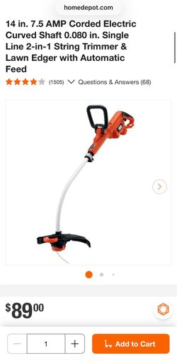 Back and Decker 14”  7.5 amp corded electric string trimmer