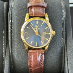 Olevs Watch Female Black Gold Brown