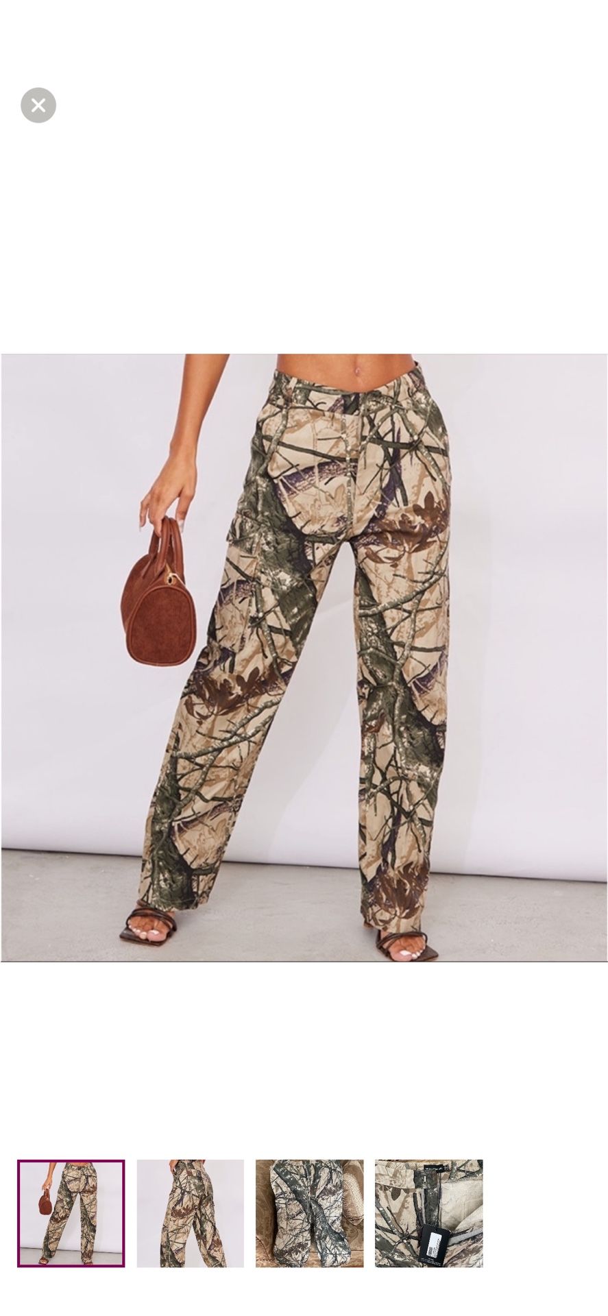 Pretty Little Thing Womens Camo Cargo Wide Leg Pants Size 4