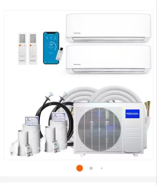 MRCOOL
DIY 18,000 BTU 1.5-Ton 2-Zone 21 SEER Ductless Mini-Split AC and Heat Pump with 9K+9K & 25,25ft Lines