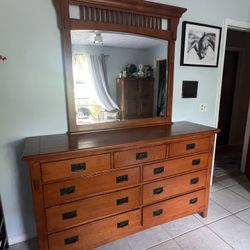 Wooden Dresser With Mirror 