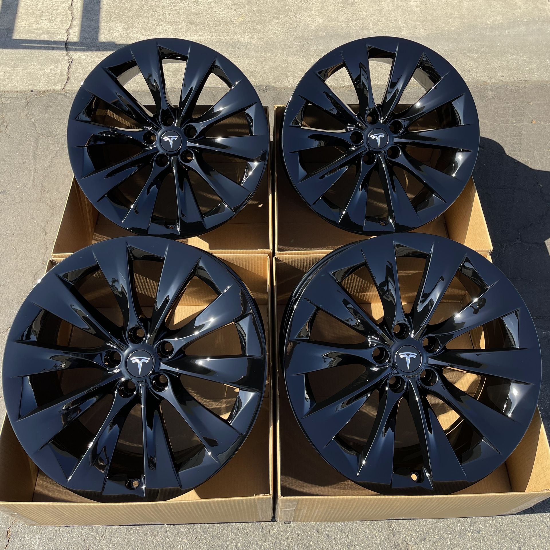 Tesla Model X 20” Wheels Rims For Exchange Gloss Black Original Factory