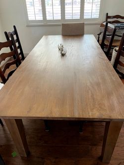 Crate & Barrel  Basque 82" Weathered Light Brown Solid Wood Dining Table