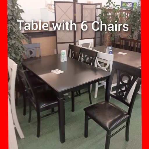 ✨ Black Table With 6 Chairs 