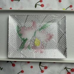 Vintage Japanese Enamel Floral Tray