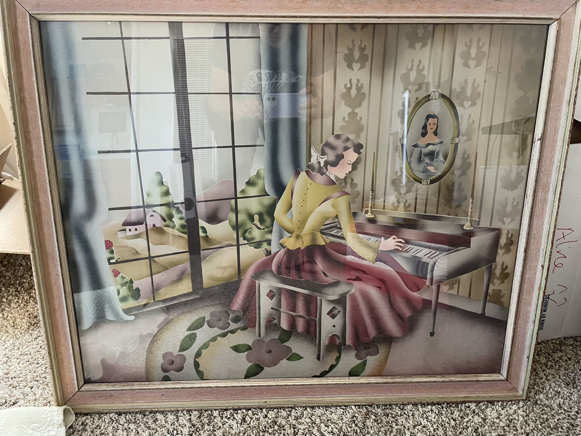 Vintage Lady And Piano Print