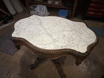 Victorian era rosewood and marble table