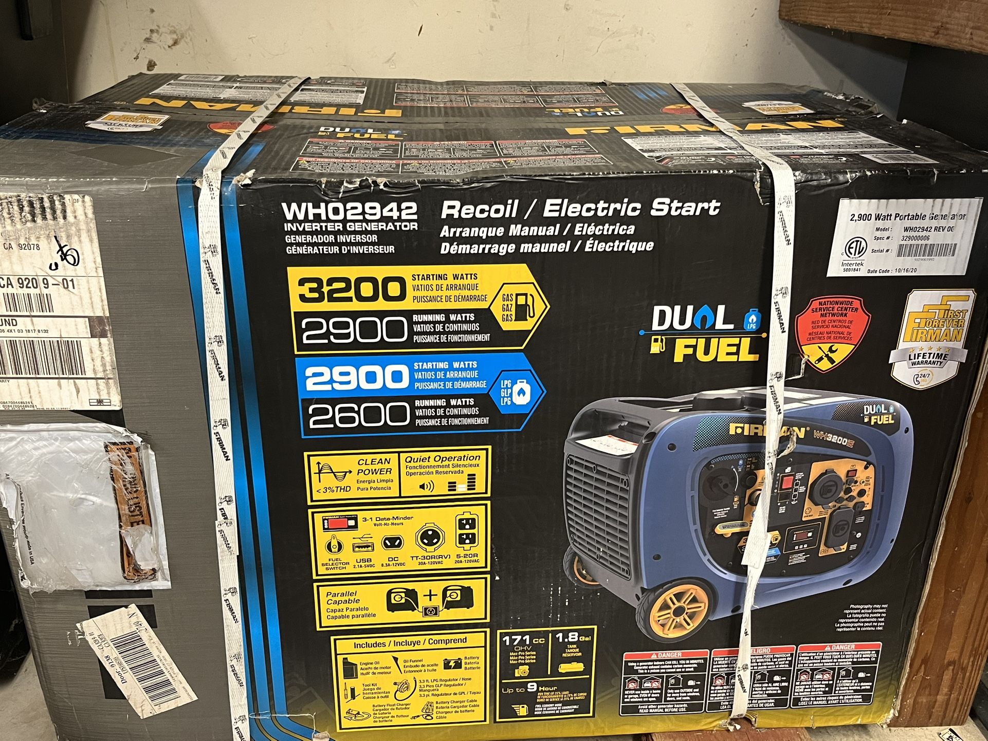 Firman Dual Fuel Generator NIB
