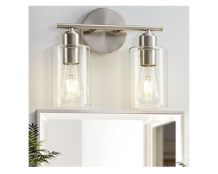 Bathroom Light Fixtures, 2-Light Brushed Nickel Vanity Lights,