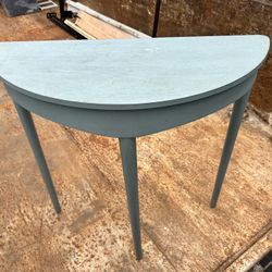 Half Moon Console Table With Round Legs , Sage Blue 