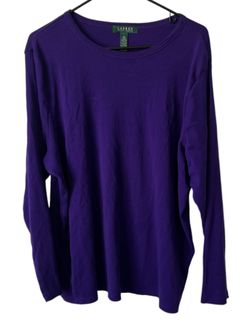 Lauren Ralph Lauren T-Shirt Women's 3X Purple Long Sleeve Top Cotton  Comes from a pet and smoke free household.  Measurements are in the pictures.  E