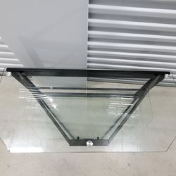 Tv Stand Glass 3 Shelf Entertainment Center Patio Household Furniture Black Metal Tempered Glass