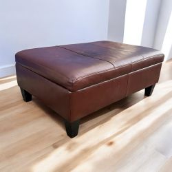 Large Brown Leather Storage Ottoman from Jerome's