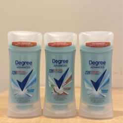 Degree Advanced solid deodorant 2.6 oz: $3 each