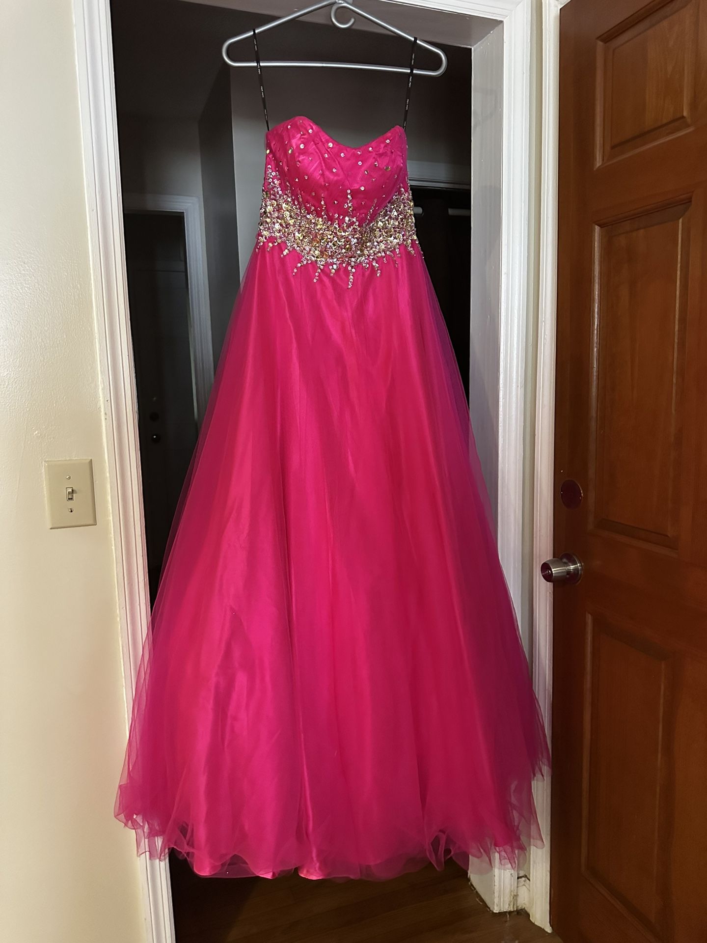 Juliet Hot Pink Formal Dress with Rhinestone