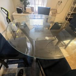 Glass Round Table (Chairs Not Available) Heavy! 