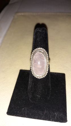 Natural Pink Rose quartz Sterling silver ring