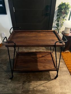 Crate & Barrel Metal + Wood Bar Cart