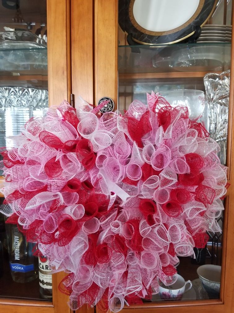 Heart Mesh and ribbon wreath