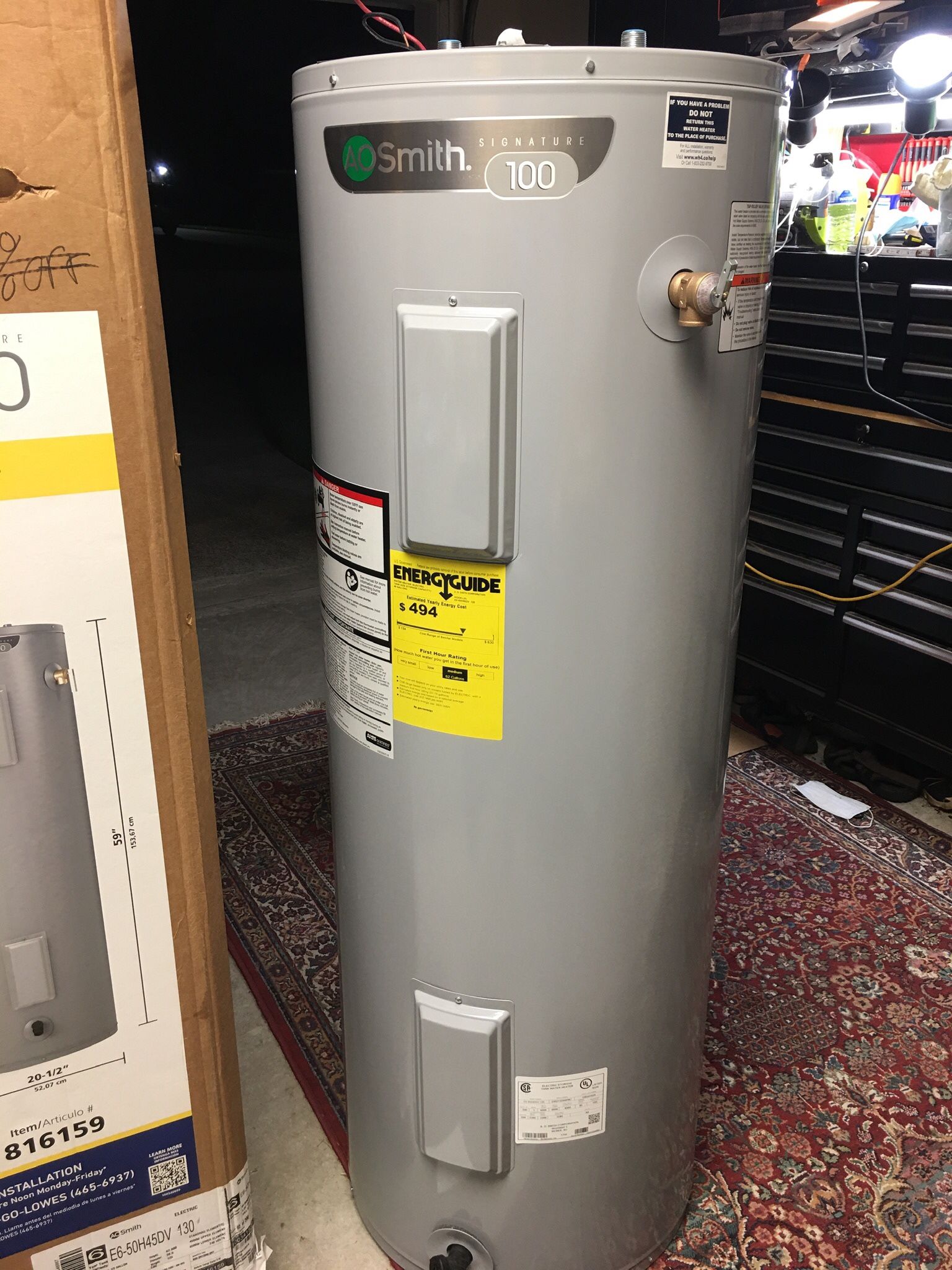 New. A.O. Smith Signature 100 50-Gallons Tall 6-year 4500-Watt Double  Element Electric Water Heater $425.00 for Sale in Houston, TX - OfferUp