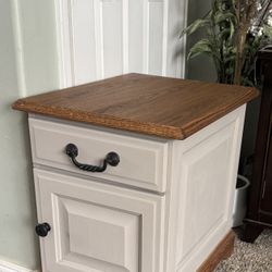Beautifully refinished end table with front & back storage!