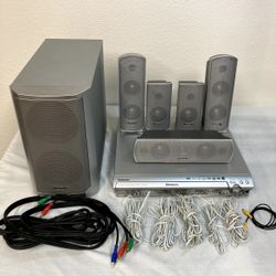 Panasonic DVD Theater Sound System SA-HT730 5 Speakers, Subwoofer and Cables