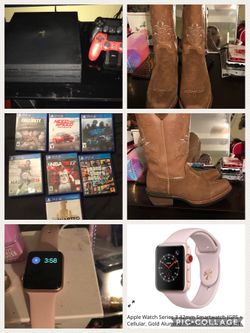 Boots size 7 1/2 /8. Watch & ps4 new in great conditon