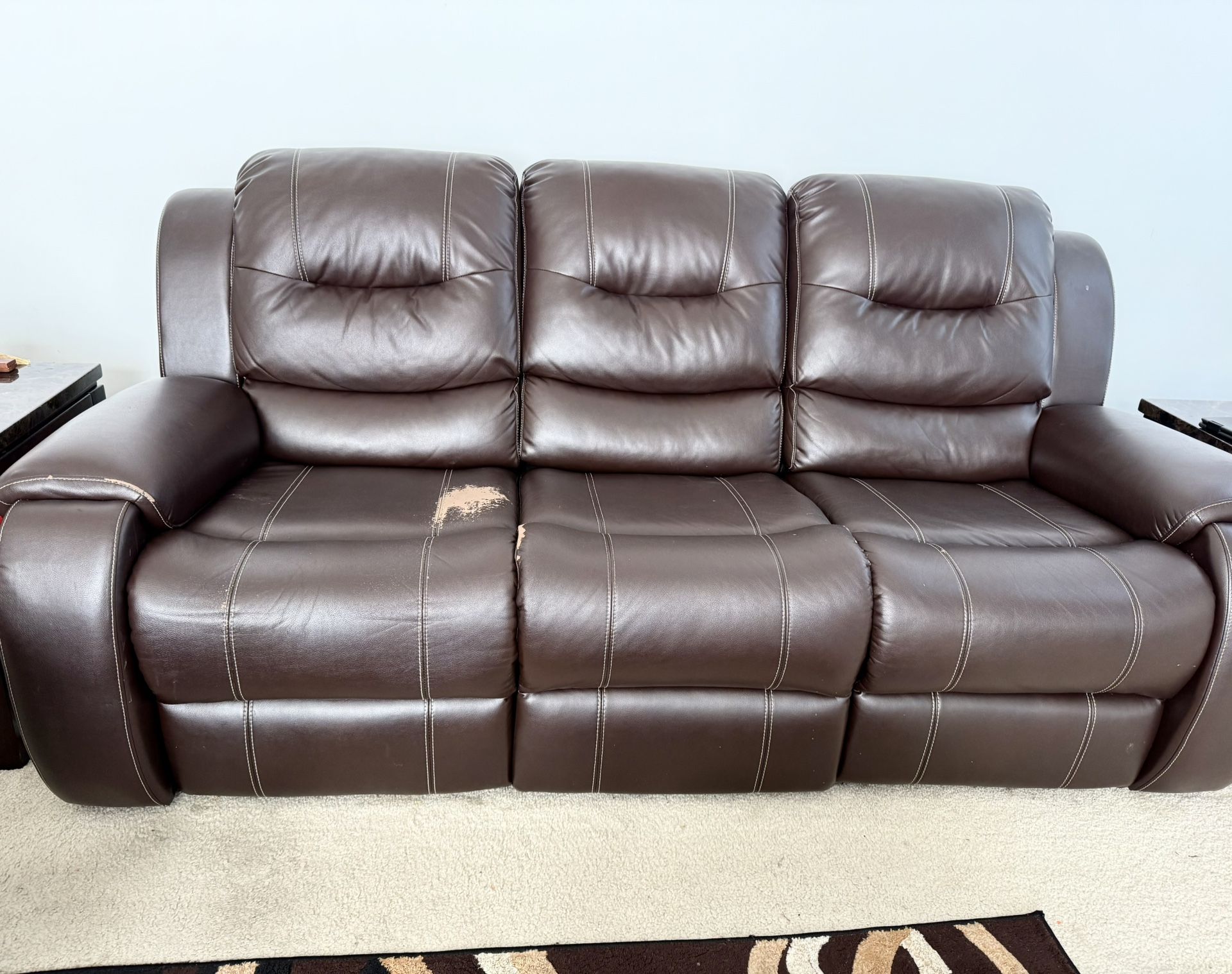 Brown Leather Reclining Sofa Set – Willemse Brand – $350 OBO