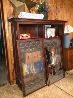 Bookcase with Leaded Glass Doors