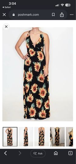 Like new Timing Black Sunflower Print V-Neck Maxi Dress small