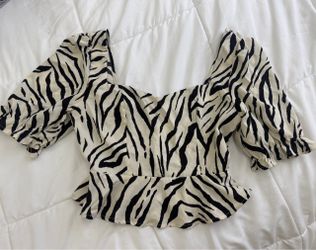 Zebra Print Peplum Crop Top size M