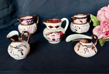 Unique Pink & Copper Luster creamers- 5 pieces