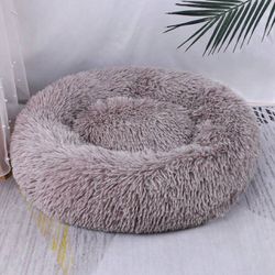1pc Plush Pet Bed Thickened Comfortable & Warm, Multiple Colors Available For Small And Medium-sized Pets, Round Cat Bed Mat Dog House