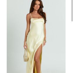 yellow satin dress size 6