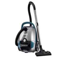 Bagged Blue Automatic Rewind HEPA Filter Multisurface Canister Vacuum