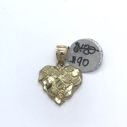 Gold 10k Heart Nugget Pendant New