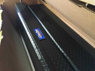Steel tool box for full size pickup truck. Dimensions: 72 inches long by 22 inches wide by 20 deep. Never used and ready to connect to truck. Cash on
