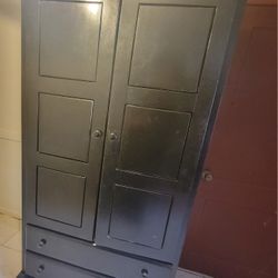 Solid Wood Used Black Freshly Painted Armoire  18 W 40 L 60 H